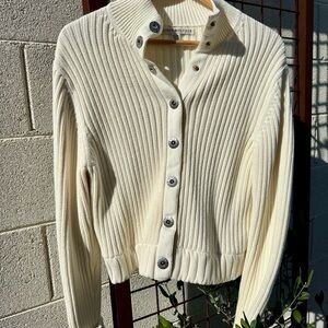 Vintage Tommy Hilfiger Ivory Ribbed Cardigan Sweater XL